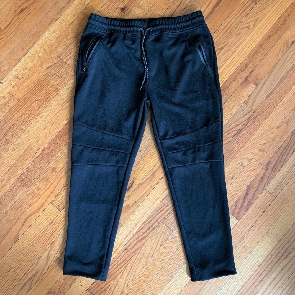 South Pole Black Moto Style Jogger Sweat Pants